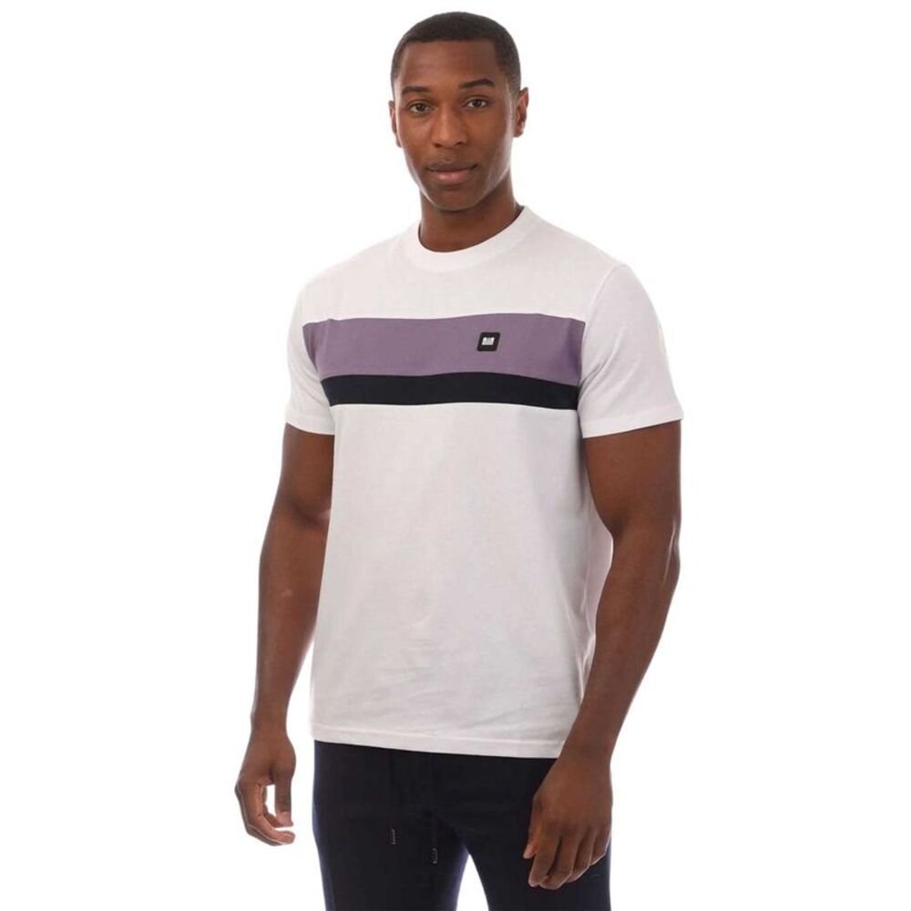 Weekend Offender Mens Crossword Colour Block T-Shirt / White